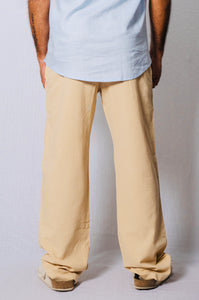 MYKONOS BEIGE LINEN COTTON TROUSERS.