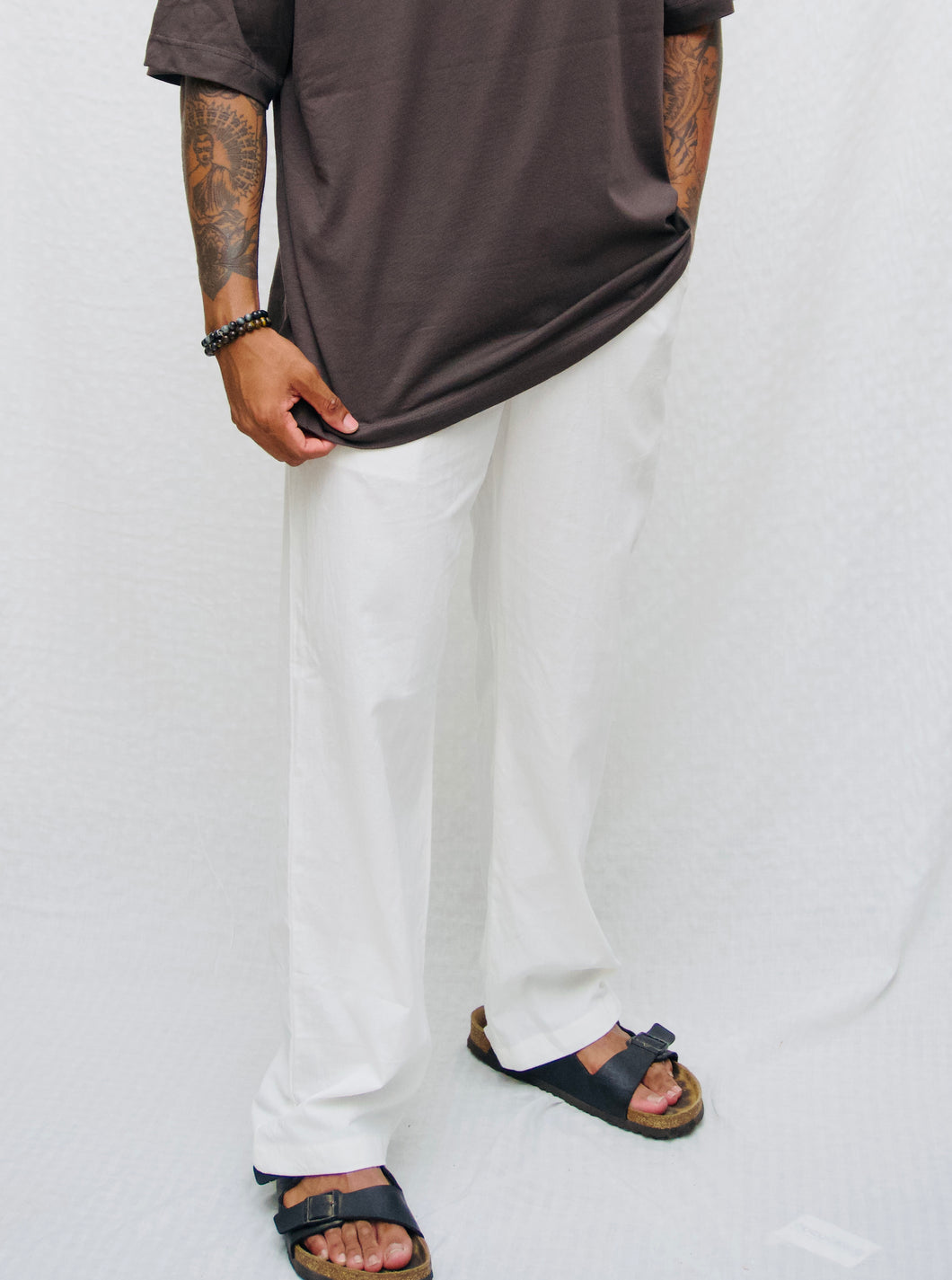 MYKONOS LINEN COTTON TROUSERS.