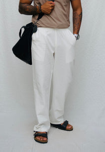 MYKONOS LINEN COTTON TROUSERS.